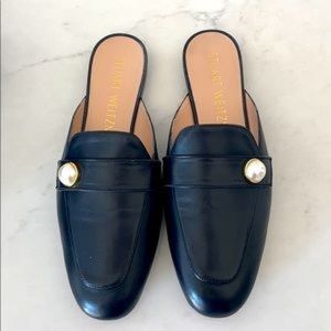 Stuart Weitzman Payson pearl slide size 6 black calf skin leather